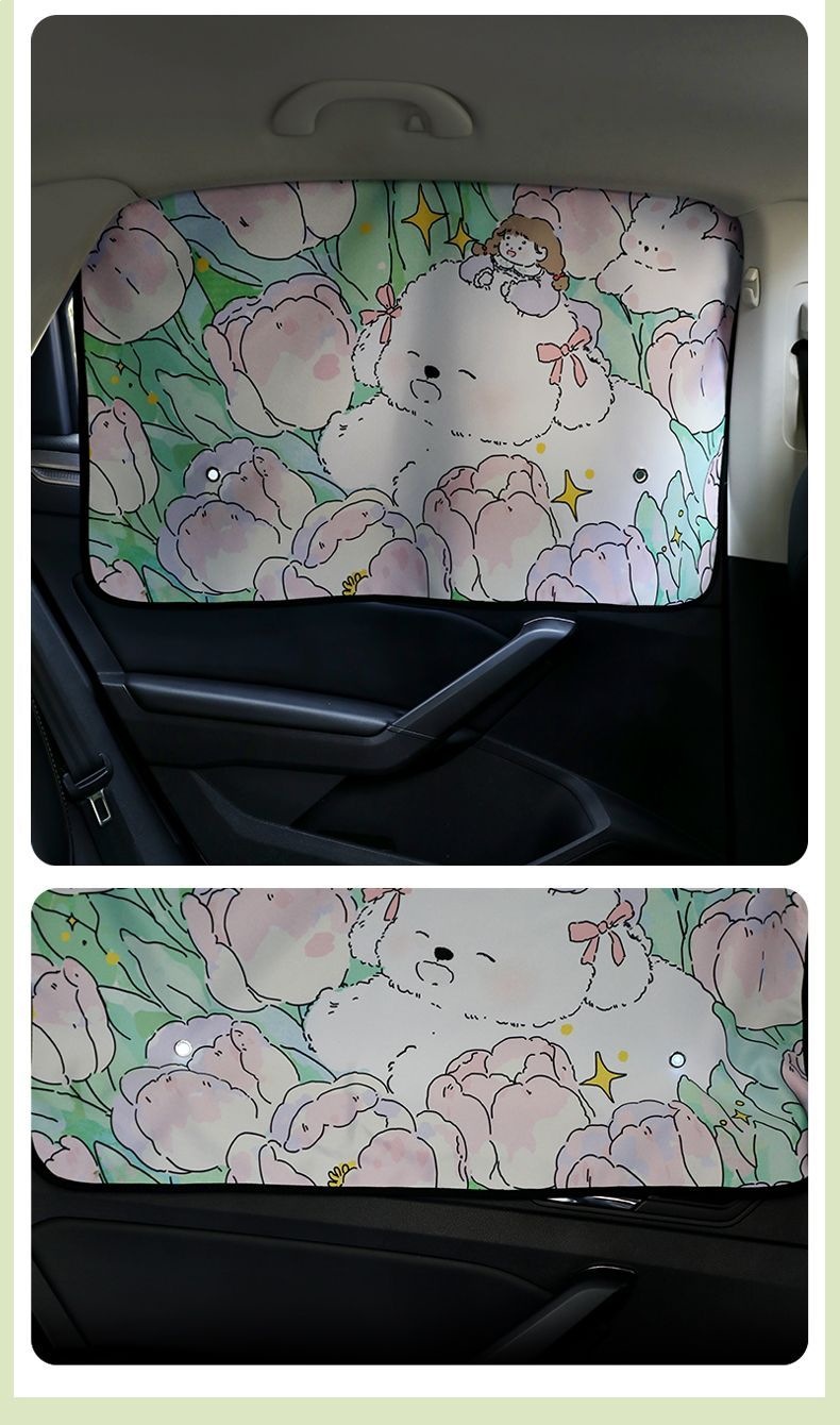 Car Sunshade Retractable Magnetic Window Curtain Sun Protection Heat Insulation Sunshade Car-Mounted Baby Side Window Blackout Curtain