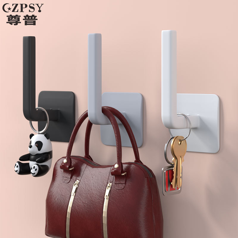 Gancho sin perforaciones multifuncional fuerte gancho pegajoso gancho de ropa sin costura cocina rack de almacenamiento de pared gancho en forma de L