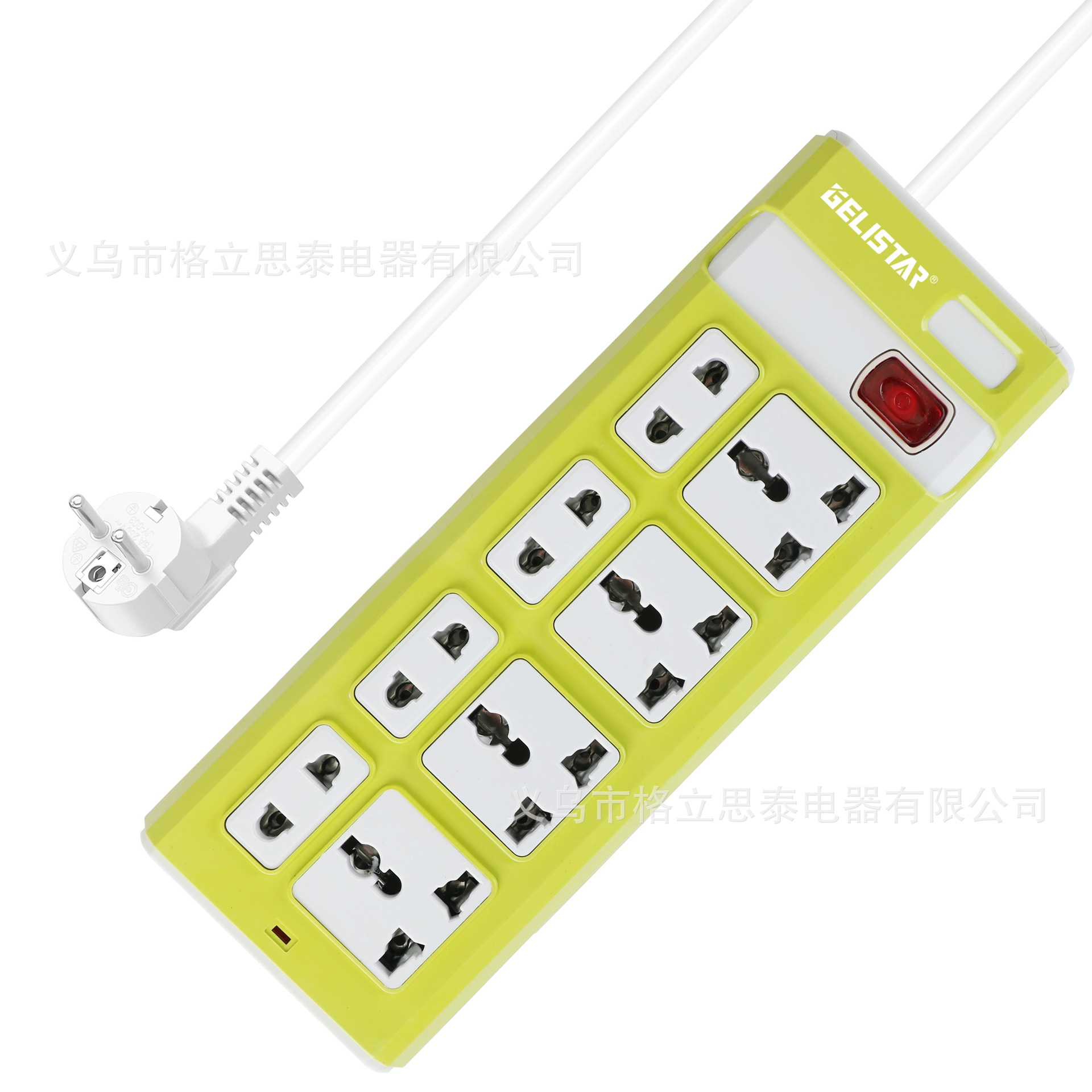 跨境厂家供应多功能孔带开关万能孔插座家用插板2米插排接线板