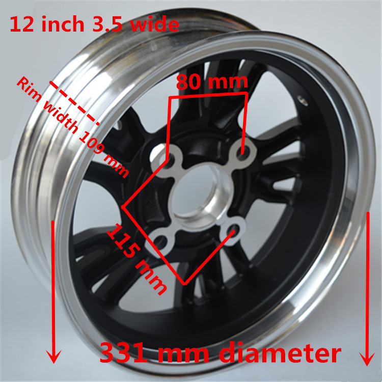 Tricycle wheel Four Wheeler aluminum wheel 10 inch 2.75 wide 12 inch 2.5 wide elderly scooter electric car aluminum wheel