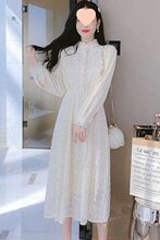 蕾丝连衣裙冬款2025秋冬新款气质中长裙打底加厚冬裙小个子内搭裙