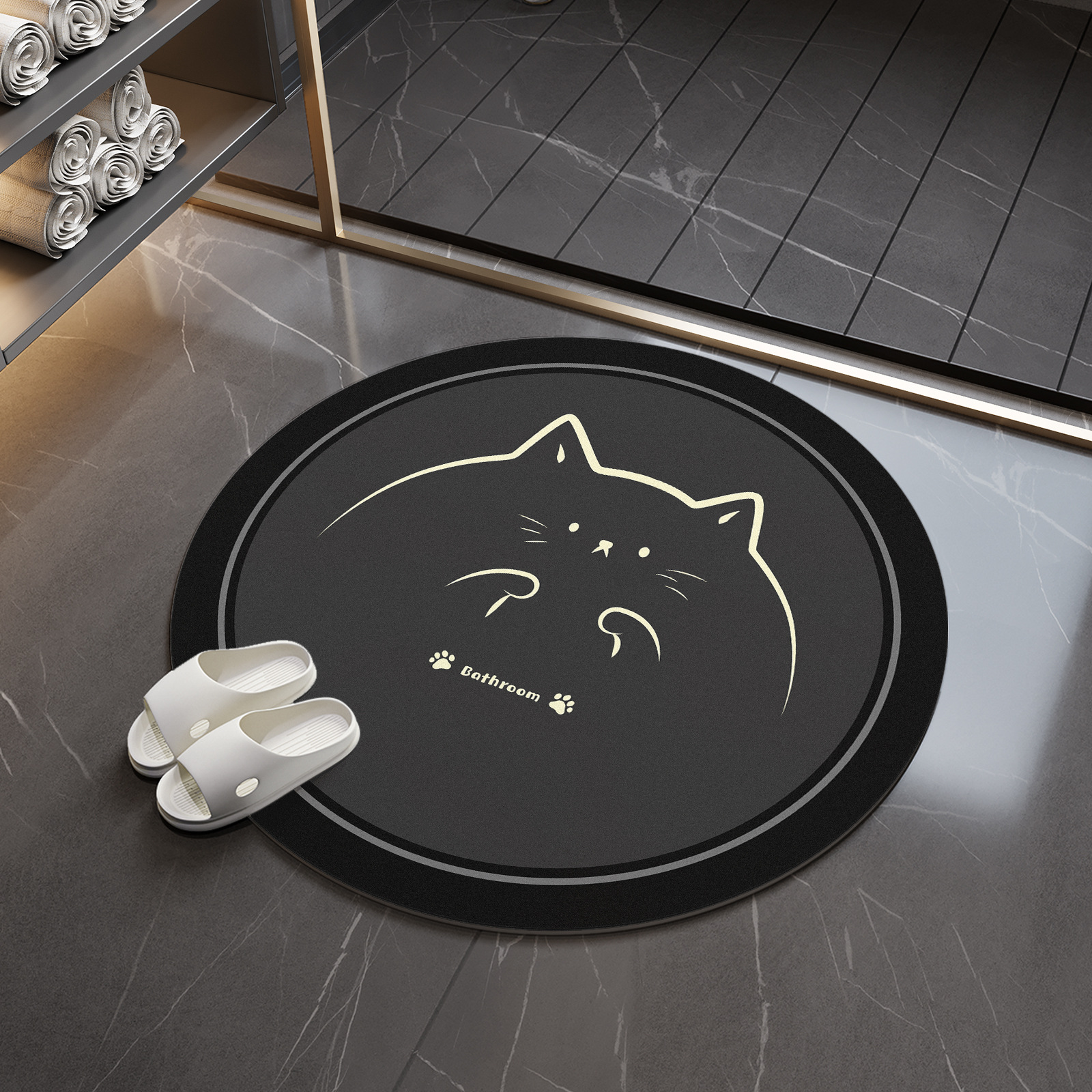 Baño redondo inodoro almohadilla de suelo de barro de diatomeas suave almohadilla de absorción de agua puerta de baño anti-deslizante pie de baño inodoro