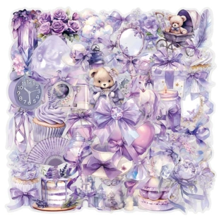 Набор стикеров PT110 Coquette — фиолетовые прозрачные водонепроницаемые наклейки, 60 листов для ноутбука и стекла