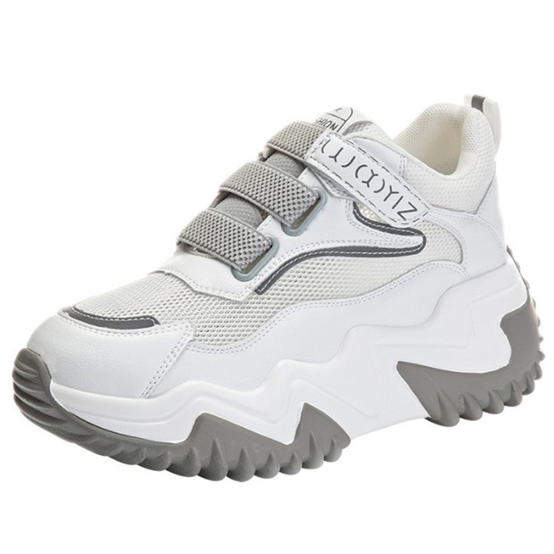 Zapatos blancos para mujeres 2026 primavera nuevos zapatos muffins de malla transpirables velcro zapatos deportivos de suela gruesa transpirables verano image 6