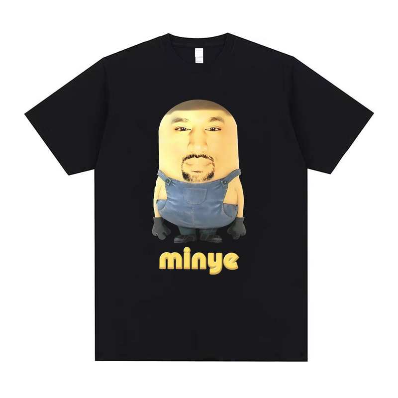 Rapper Kanye West Minye Funny Expression T-Shirt Men's and Women's Hip Hop Retro Oversized T-Shirt Men's Casual