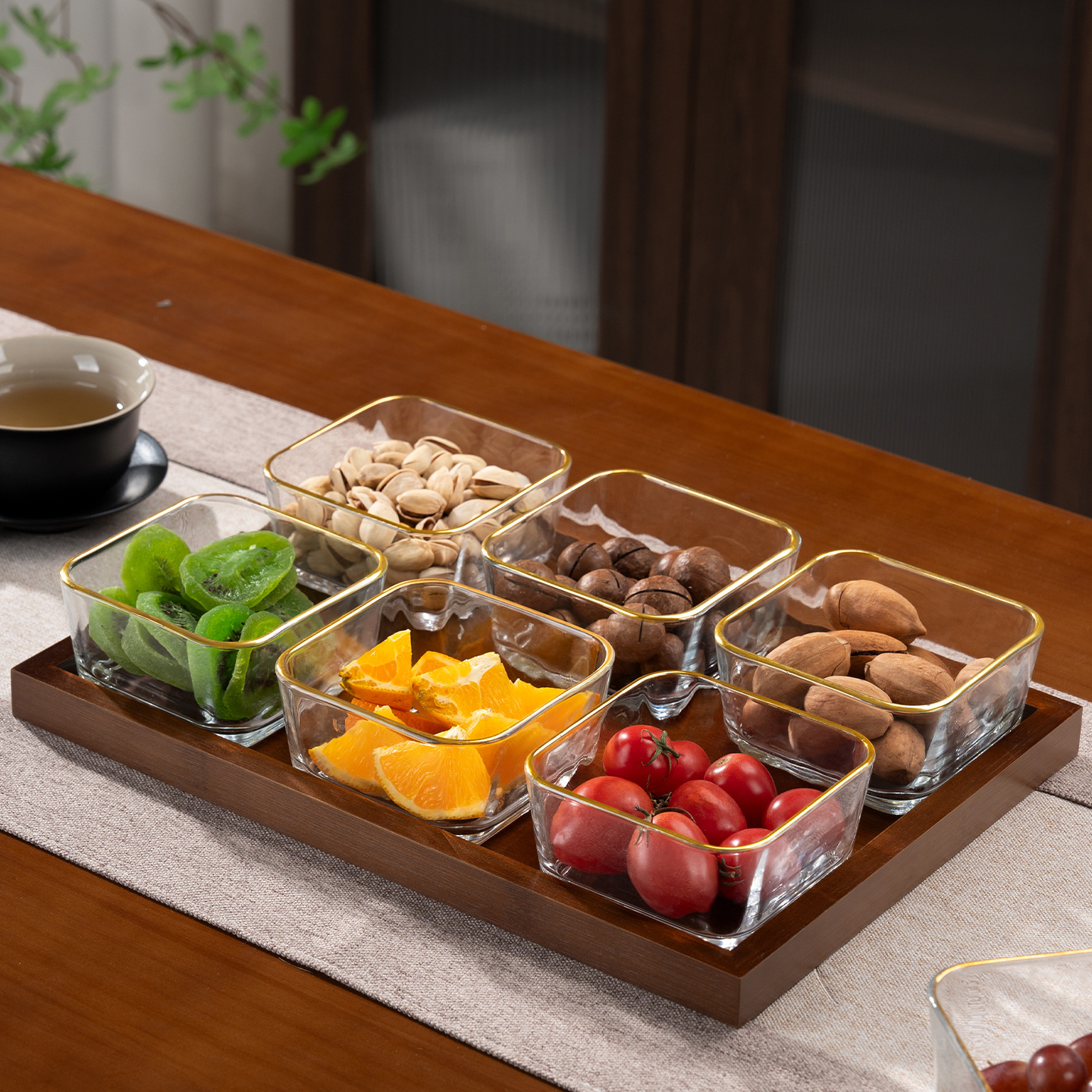 bandeja de madera china bandeja de frutas secas bandeja de refrigerio de la tarde de alta calidad bandeja de frutas bandeja de frutas bandeja de madera de alto valor bandeja de refrigerio image 15