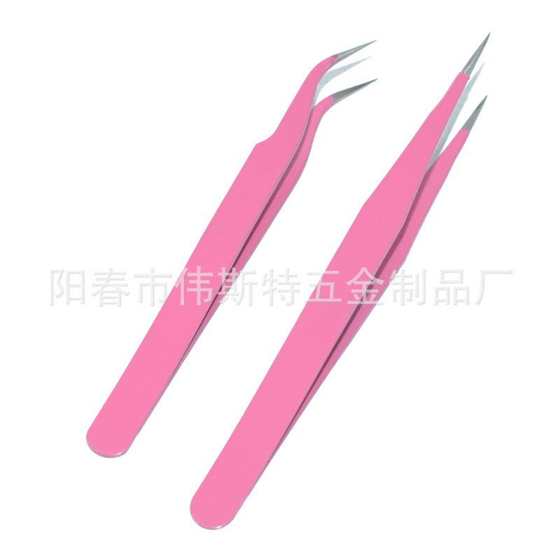 Venta caliente transfronteriza pinzas rosadas de acero inoxidable Nido de Pájaro recogiendo el pelo codo clip de belleza herramienta de pestañas de injerto de Arte de uñas
