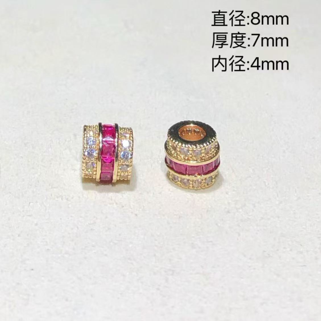 14K Gold-Filled High Color Retention Jewelry Crystal DIY Accessories Colorfulful Zircon Large Hole Spacer Beads Bracelet Necklace Accessories