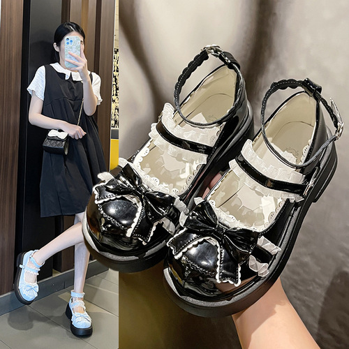Japanese lolita small leather shoes female students 2023 the spring and autumn period and the new women shoes are lovely bowknot flat single woman shoes
