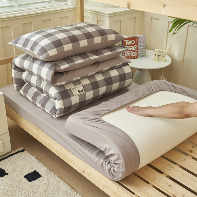 Algodón puro dormitorio universitario cama de tres piezas algodón 2025 verano nuevo estilo funda edredón sábana ropa de cama sábana ropa de cama