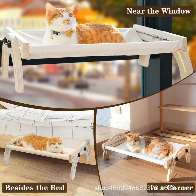 窓猫猫犬木製休憩巣家庭用吊り木製ペット巣新型ベランダ実木猫ハンモック|undefined