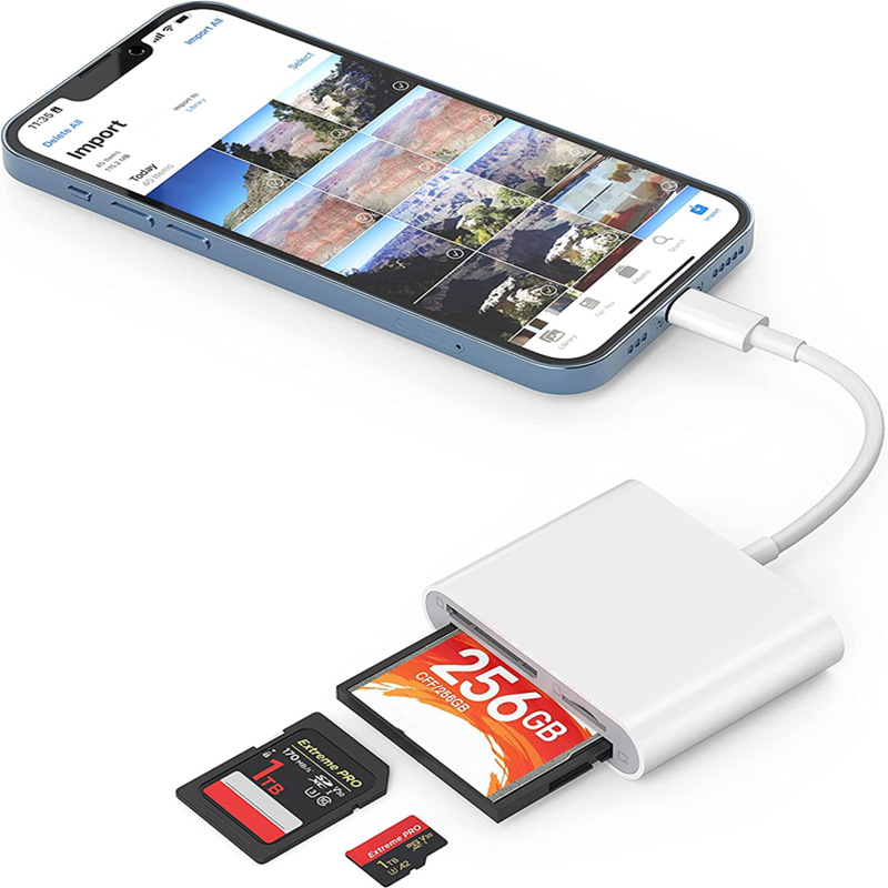 Lector de tarjetas CF de tres en uno para Apple a tarjeta TF SLR SD Kit de tarjeta de la Cámara lector de tarjetas de teléfono móvil de alta velocidad