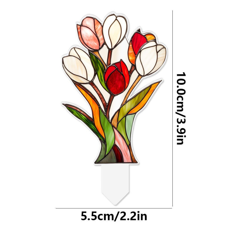跨境新款2D亚克力盆栽花盆栽装饰插件户外草坪装饰植物摆件|undefined