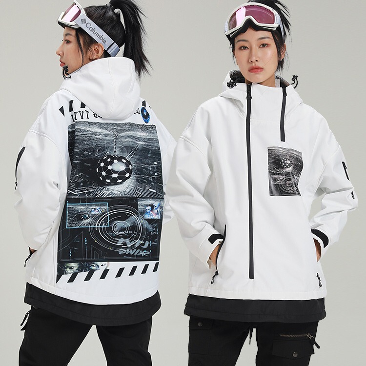 24 New Couple Ski Suit Snow Suit Trendy Cool Turtleneck Ski Suit Zipper Hoodie