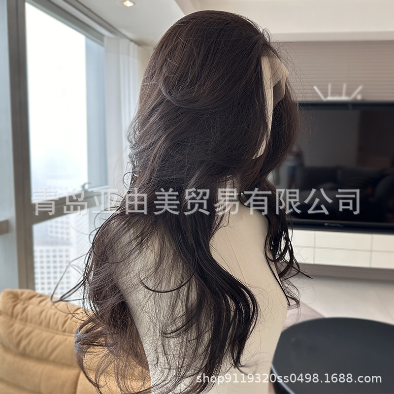 Mengling Roll Large Lace Front Lace Cyber Red Wig High Cranial Top Fluffy Imported Silk Not Knot Japanese Silk