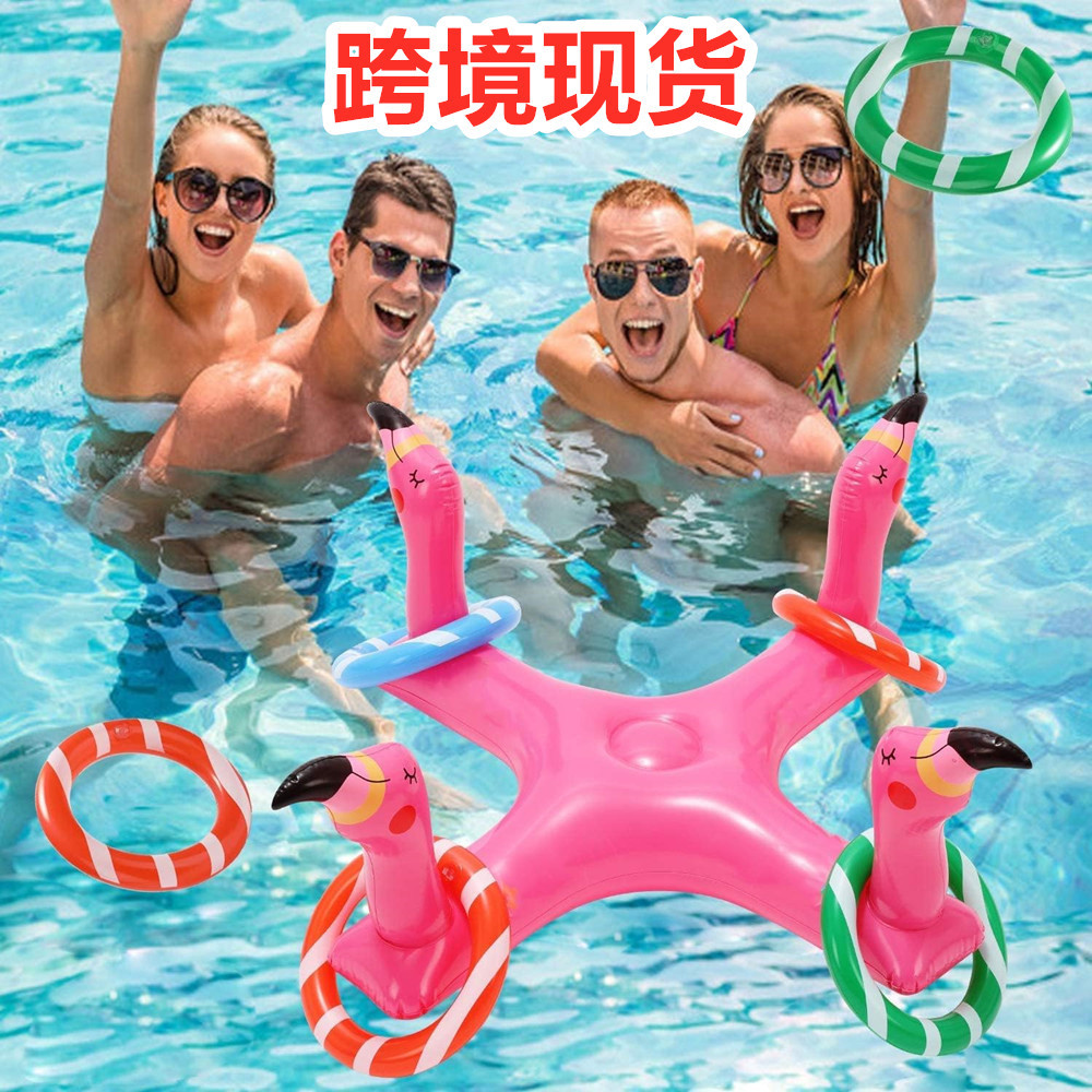Cross Border in stock PVC Inflatable Cross Cross Ring Toy Flamingo Cross Water Floating Row