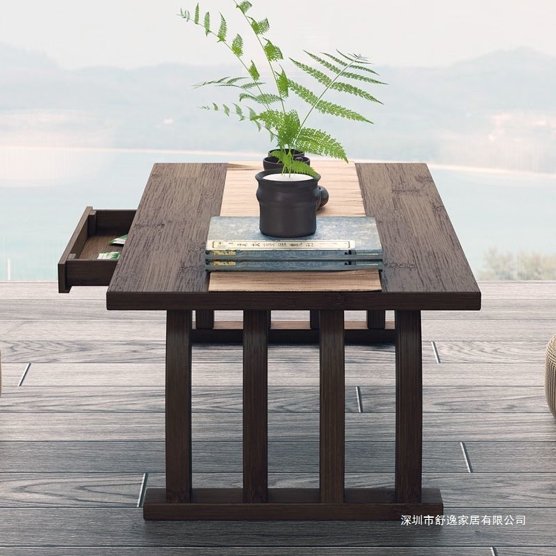 中式飘窗小茶几榻榻米简约窗台阳台楠竹茶桌矮桌地毯小型桌子坐地|undefined
