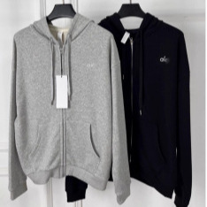 ALO Heavy cardigan hooded hooded hoodie Couple three-dimensional letters sports casual loose all-matching running zipper coat