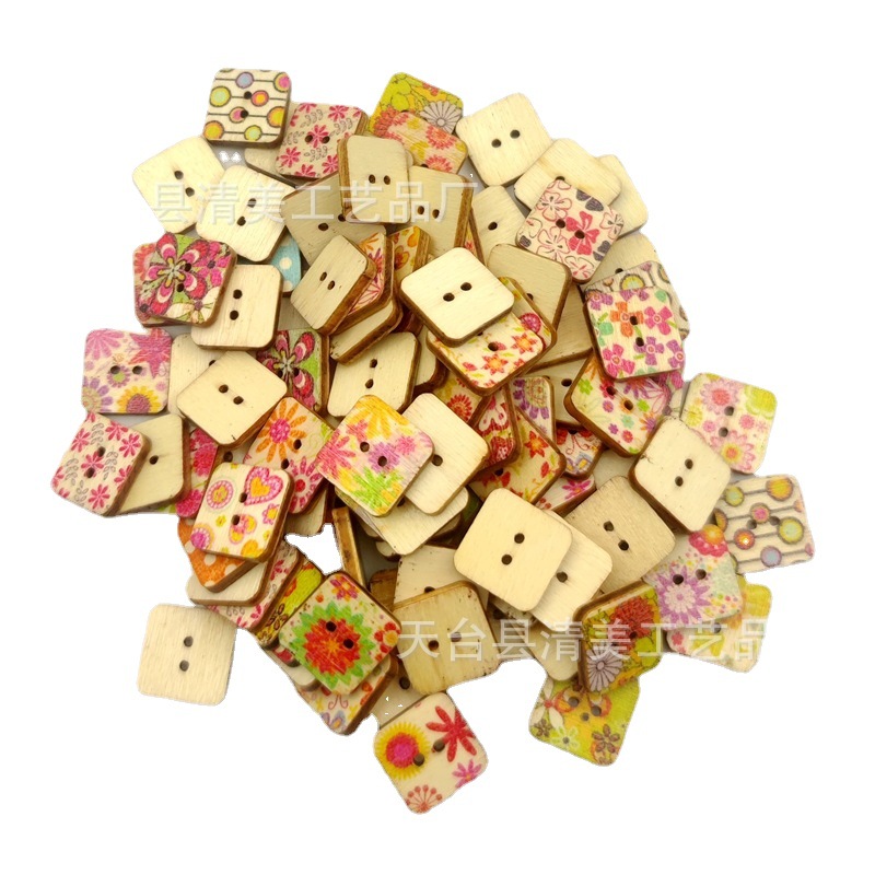 Férula de madera de 17,5mm/estrella de cinco puntas/flor de ciruelo/botón cuadrado textiles para el hogar accesorios de ropa hebilla azul y blanca