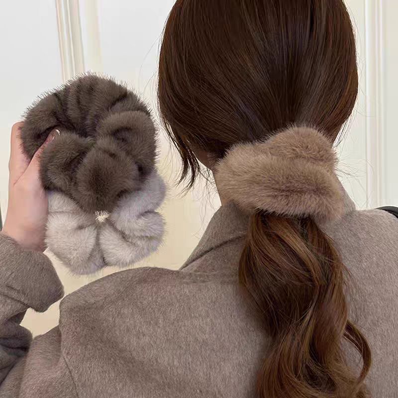 Fluffy pig intestine cord Rubber band hairband women's tie hair cord headdress fluffy_voghion.com