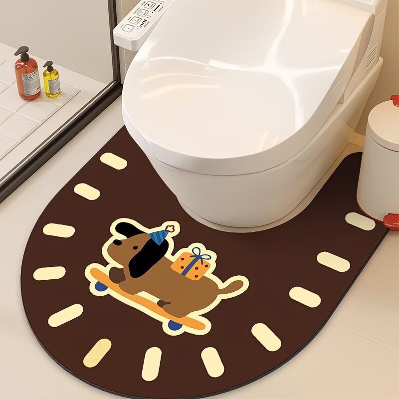 Bathroom Brown Puppy-Shaped Toilet U-Shaped Foot Mat Bathroom Absorbent Toilet Door Mat Bathroom Floor Mat Bathroom Brown Puppy-Shaped Toilet U-Shaped Foot Mat Bathroom Absorbent Toilet Door Mat Bathroom Floor Mat