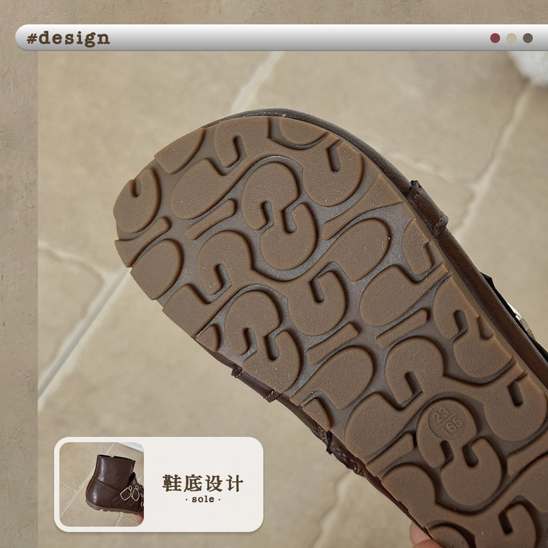 XSHX缪系朋克｜女童芭蕾风皮靴秋冬复古甜酷侧拉链亲肤舒适|undefined