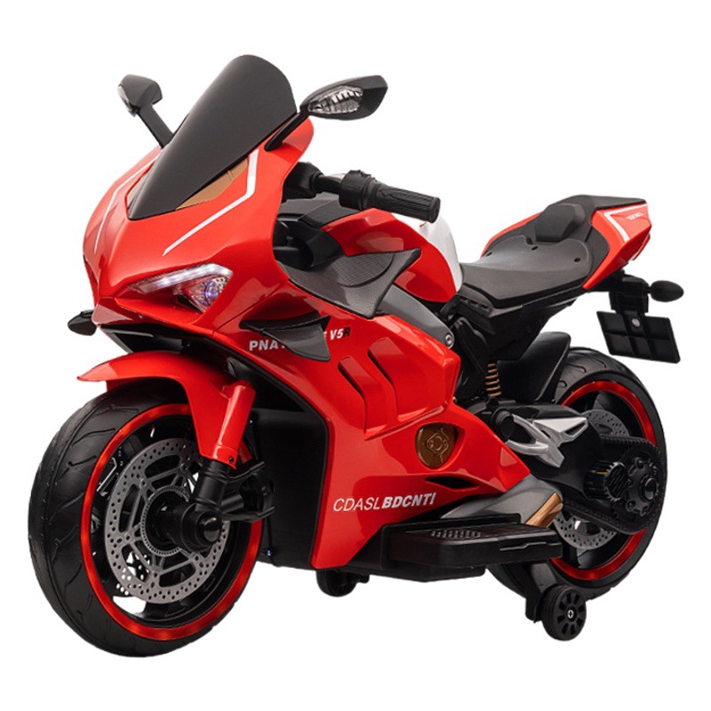 Coche eléctrico para niños Motocicleta autónoma para niños con rueda auxiliar Control remoto Motocicleta cochecito eléctrico al por mayor