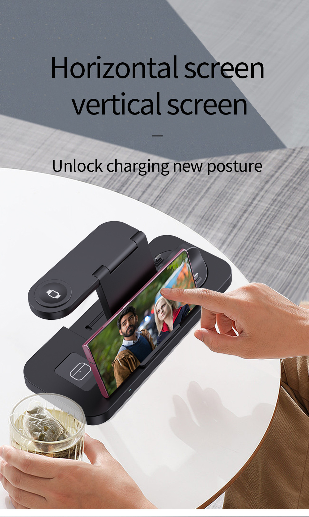Title 12, Folding Six-in-One Wireless Charging Stand Char...