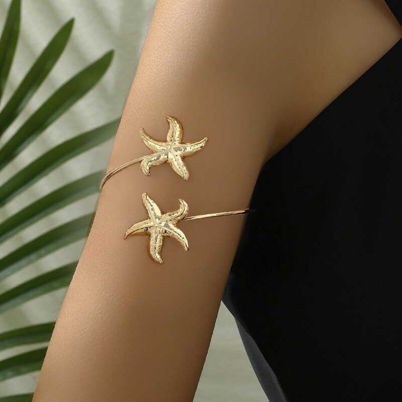 European and American Cross-Border Supply Holiday Style Marine Life Starfish Armband Upper Arm Bracelet Opening Adjustable Niche Stylish
