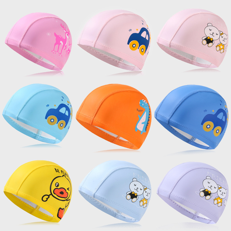 professional waterproof polyurethane cartoon swimming cap for…