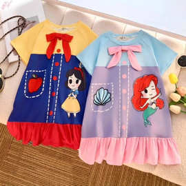 东南亚泰国夏季新款夏日小清新白雪公主女童蝴蝶结连衣裙公仔睡裙