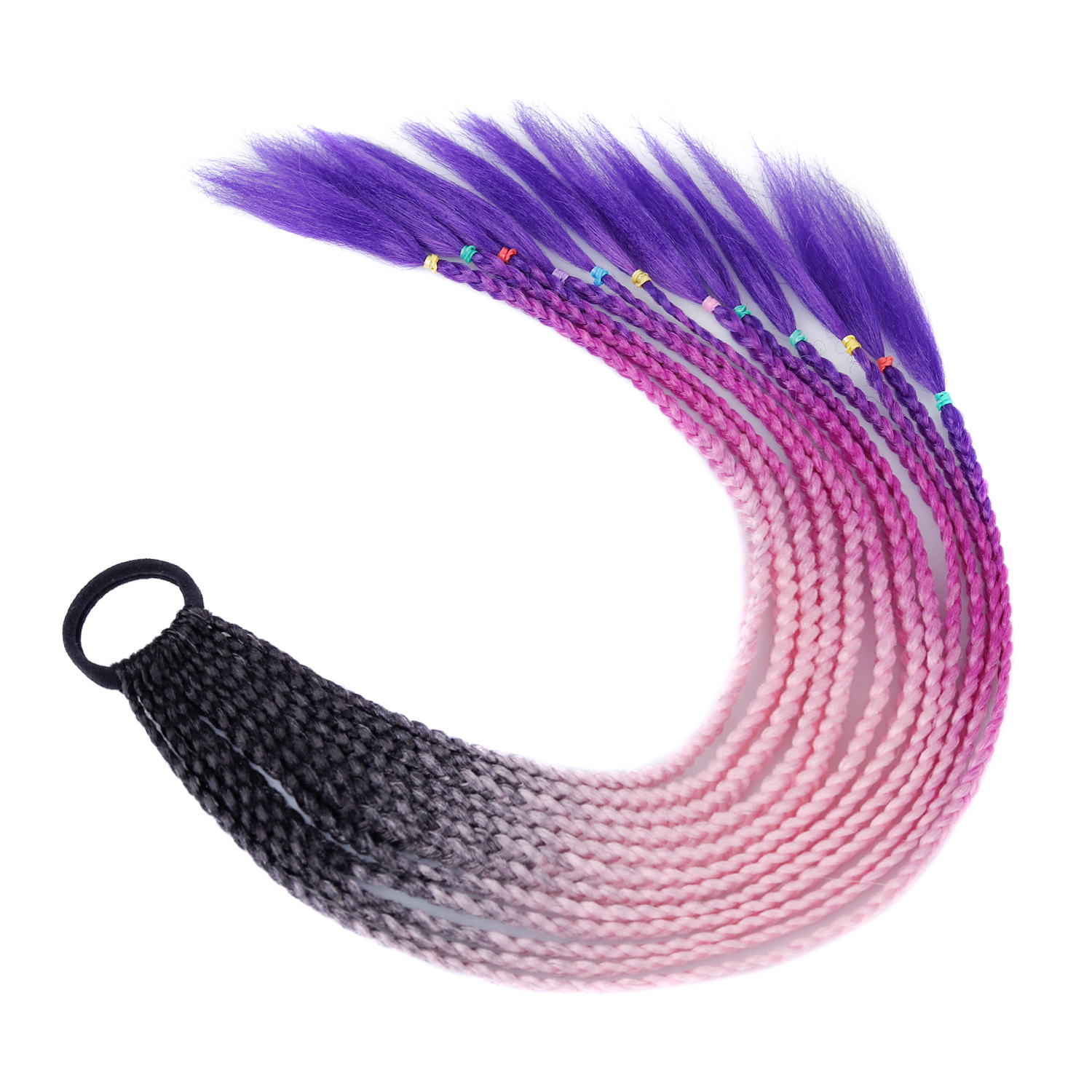 Cola de caballo D2# negro+rosa+morado+azul