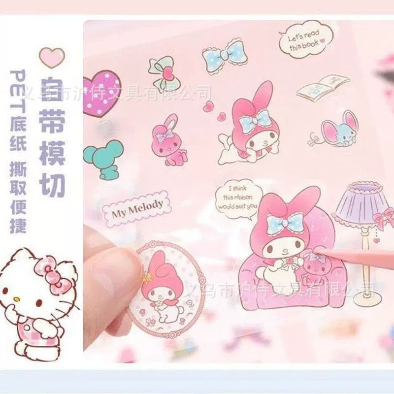 Набор наклеек Sanrio, 100 шт., водонепроницаемые, подарочная коробка (Hello Kitty, Kuromi, Melody)