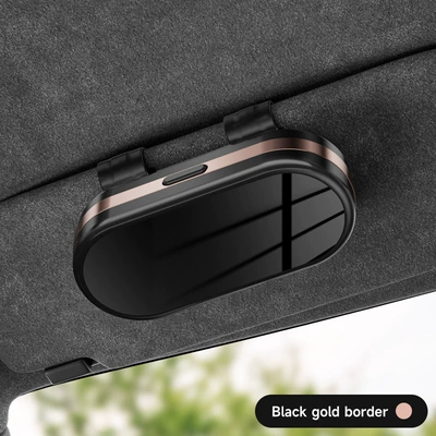 Cross-Border Car Glasses Case Car Car Glasses Clip/Bill Clip - black-rose-gold-bar-no-label