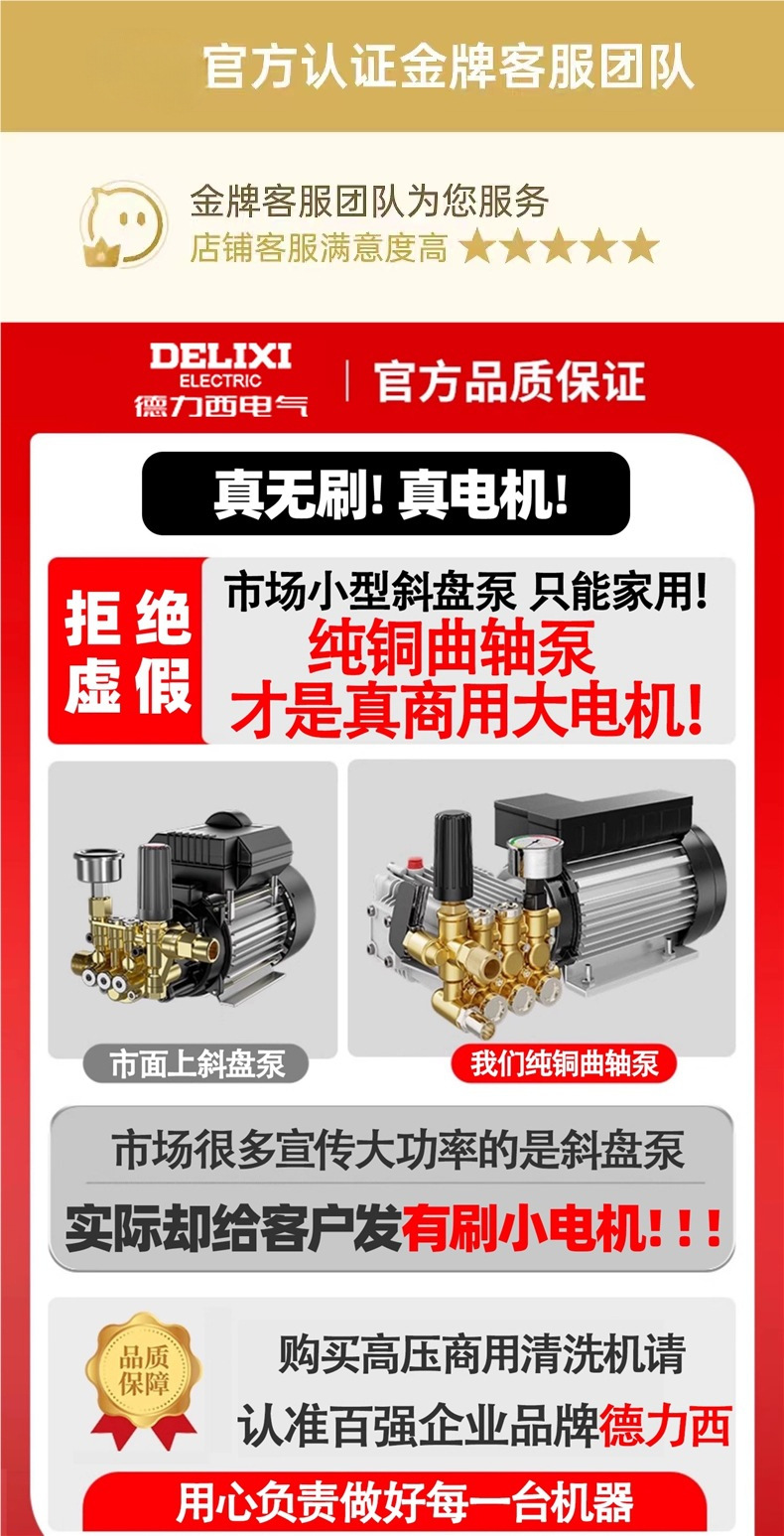 Delixi Car Washing Machine 220V Commercial Car Wash Shop Farm High-Power Ultra-High Pressure Cleaning Machine Water Gun Grab Water Pump
