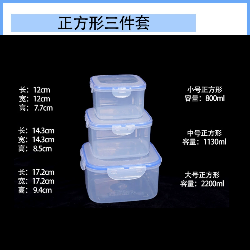 Food‑grade heat‑resistant plastic food storage boxes, assorted shapes and capacities (290–2200 ml)