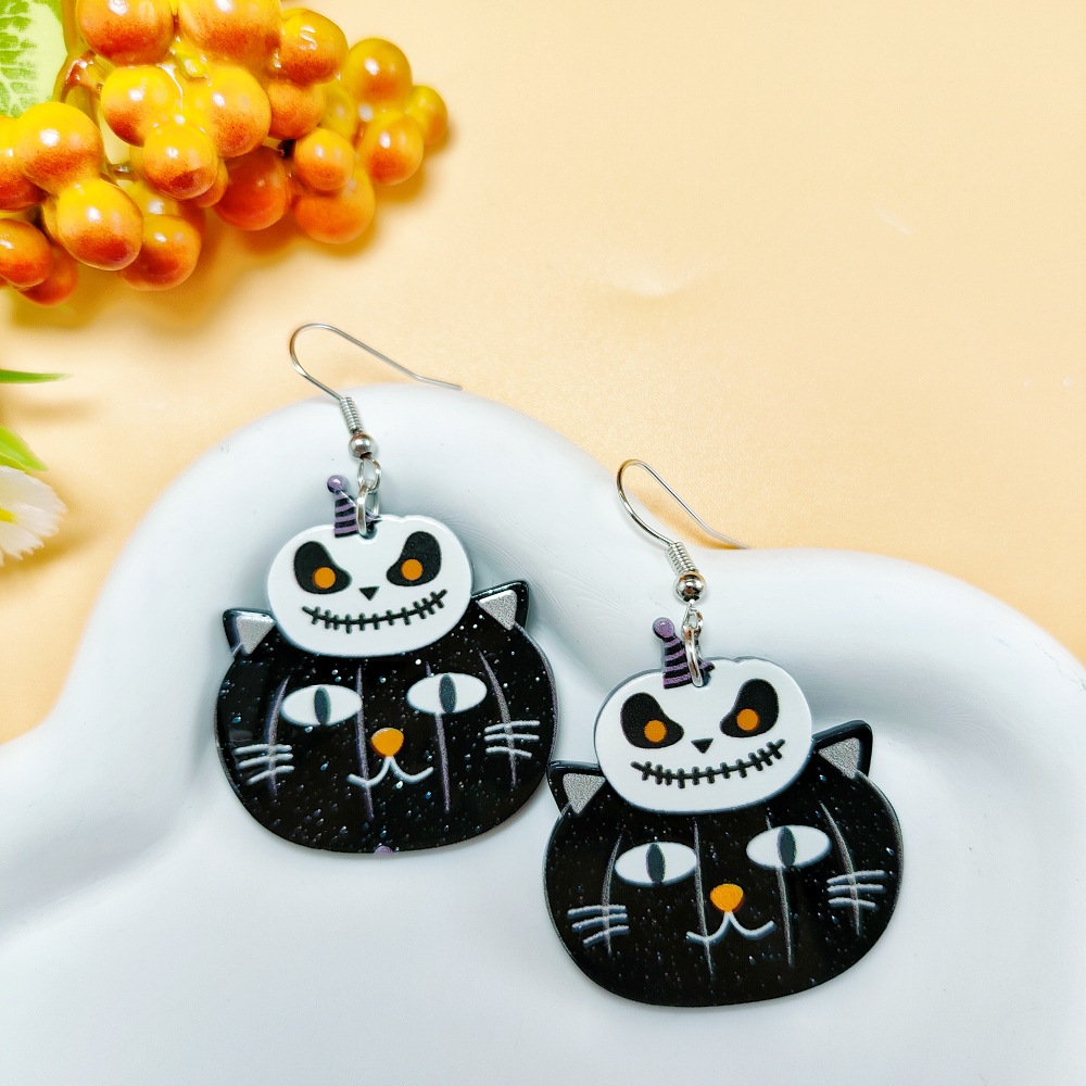 8g Weight 304 Stainless Steel Ear Needle Material Drop Earrings Classification 1 Pair Quantity Holiday, Daily Occasion Acrylic Material Halloween Festival Geometric, Pumpkin, Butterfly Pattern Women's Gender Casual, Simple Style Style 1 Pair Casual Simple Style Geometric Pumpkin Butterfly Arylic Drop Earrings 9