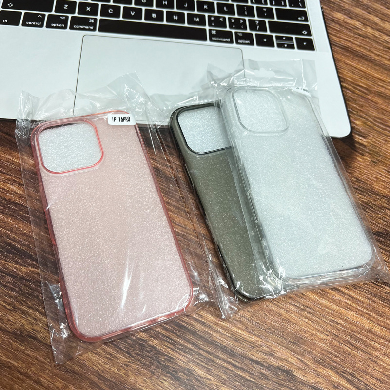 适用苹果17ProMax手机壳15简约14透明大孔12闪粉壳iphone16保护套|undefined