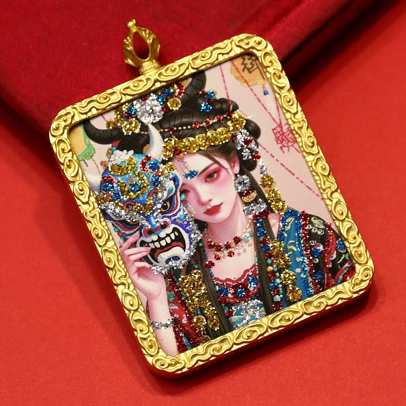 手绘彩金唐卡卡芯画芯金色嘎乌盒扎基拉姆前世今生厂家批发|undefined