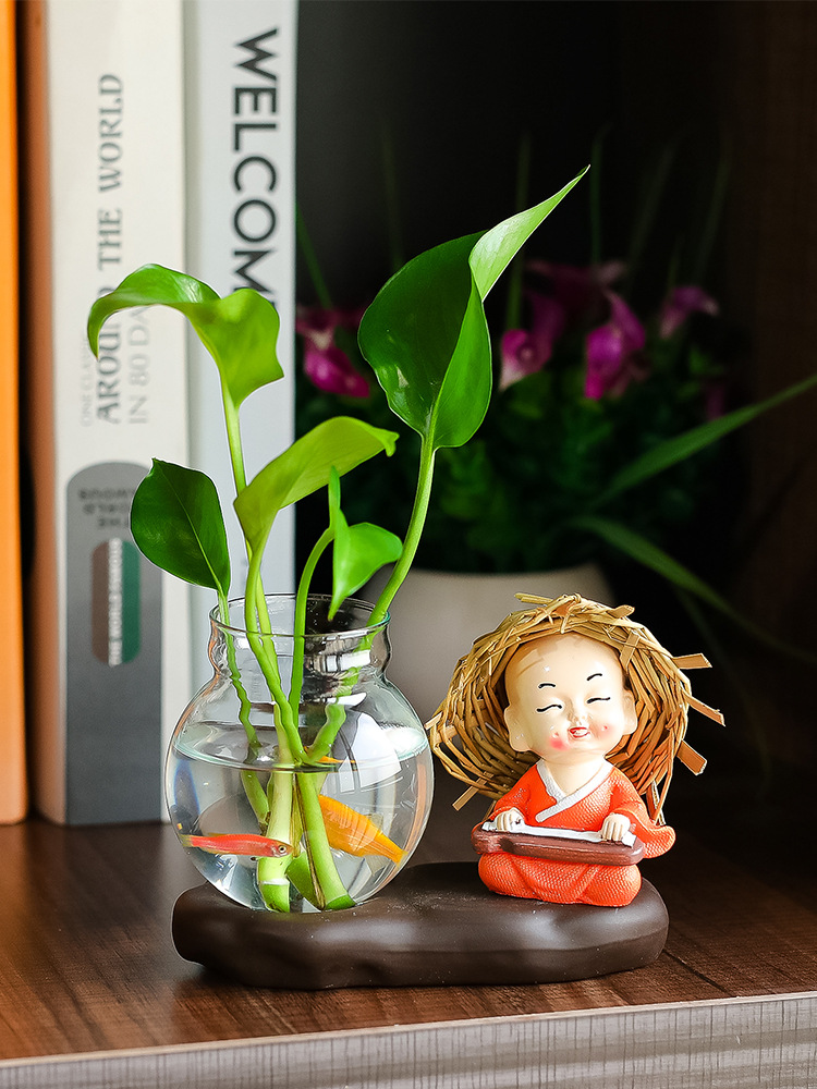 (2개) 크리에이티브 귀여운 작은 스님 홈 데코레이션 거실 장식 와인 캐비닛 서재 사무실 워크스테이션 데스크탑 작은 장식