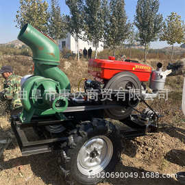 柴油拖车抽水泵图片 轴流泵 10寸12寸抽水泵 混流泵 工地排水四缸