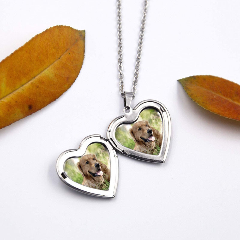 Stylish display of the personalized photo necklace