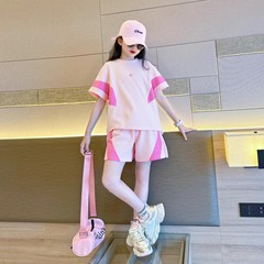 女童纯棉运动套装夏季2025新款洋气夏装中大童女孩短袖短裤两件套