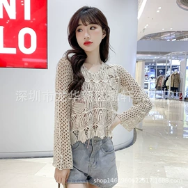 沙滩防晒服;花边;蕾丝衫雪纺衫