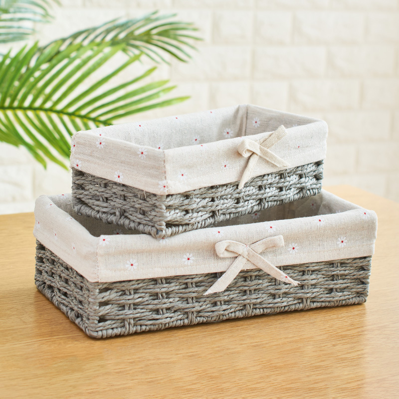 Cesta de almacenamiento de paja Cesta de almacenamiento de ropa sucia Cesta de almacenamiento de bocadillos Caja de almacenamiento miscelánea Almacenamiento de dormitorio Marco de almacenamiento tejido Fábrica al por mayor