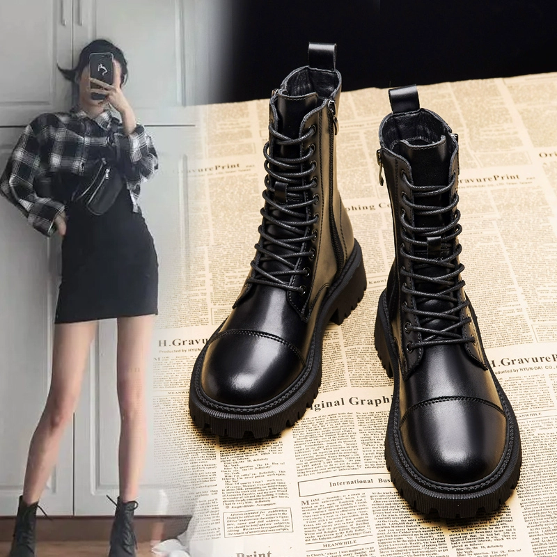 Кожаные сапоги Martin женский 2025 новый весенние и осенние зимние короткие сапоги женский английский стиль сапоги осенние и зимние женские сапоги плюс бархат