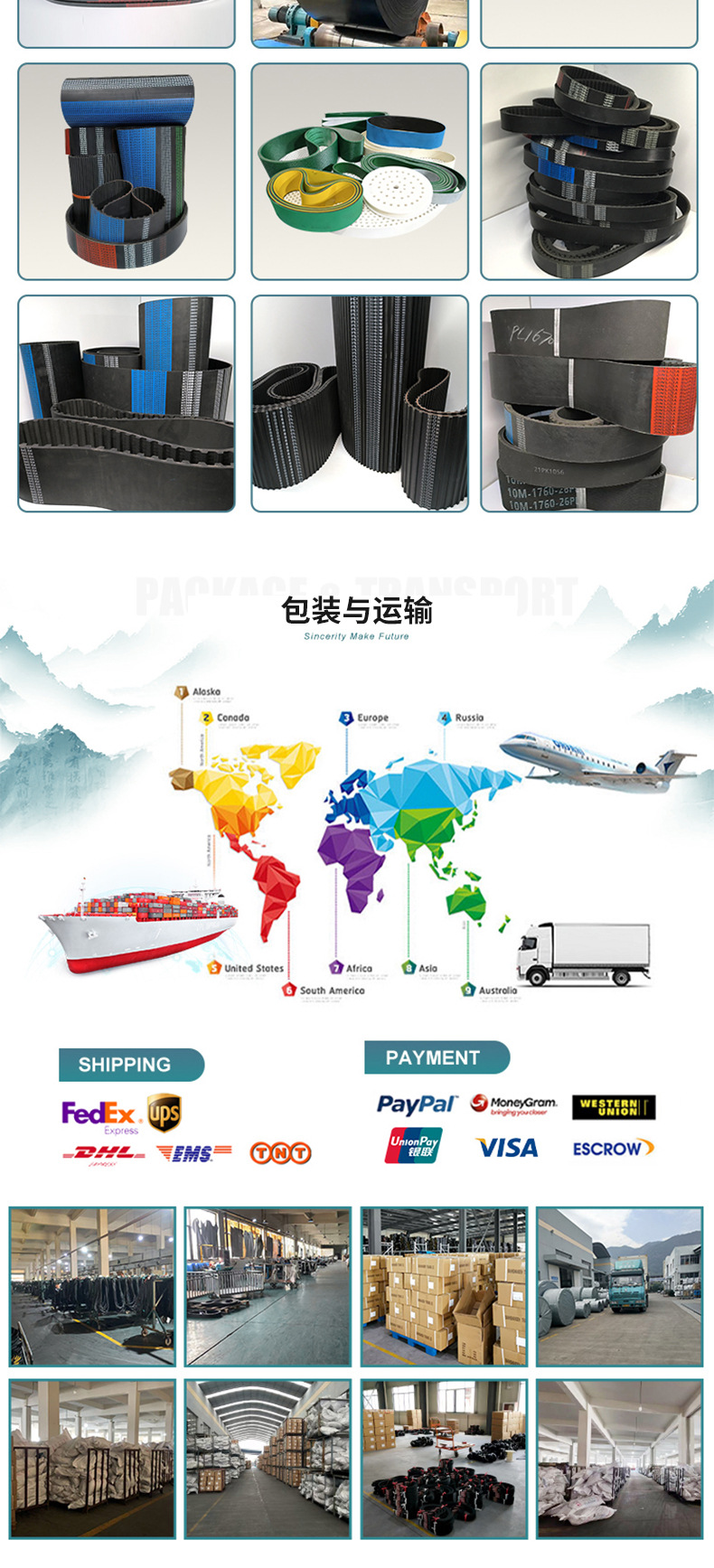 Jinlida Neoprene Transmission Triangle Belt Industrial Belt Collection D5080 to 7500 for Mining, Crushing, and Petroleum
