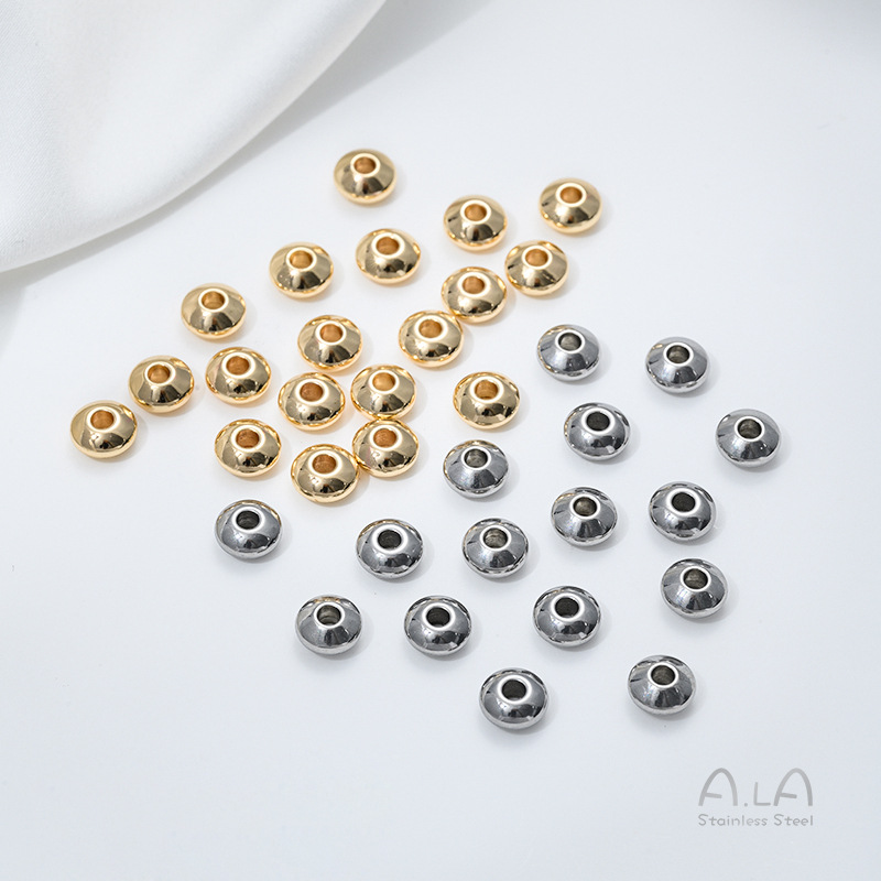 Non-Fading Titanium Steel Abacus Beads, Flying Saucer Beads, Spacer Beads, Bracelet Necklace Jewelry Accessories, Stainless Steel Beading Material