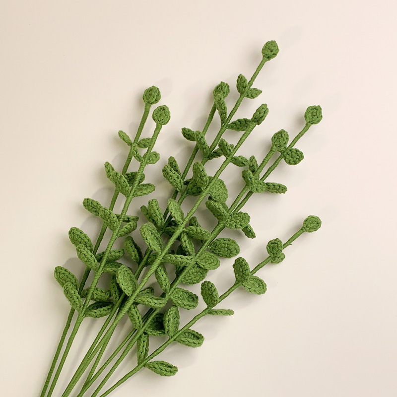 Hoja de eucalipto flor artificial lana tejido ramo de flores artificiales sala de estar decoración arreglo floral eterna decoración floral