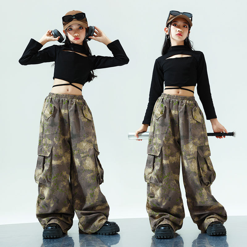 재즈 댄스 의상 소녀 연습 유행 재즈 위장 의류 어린이 재즈 의상 어린이 캣워크 BBOY